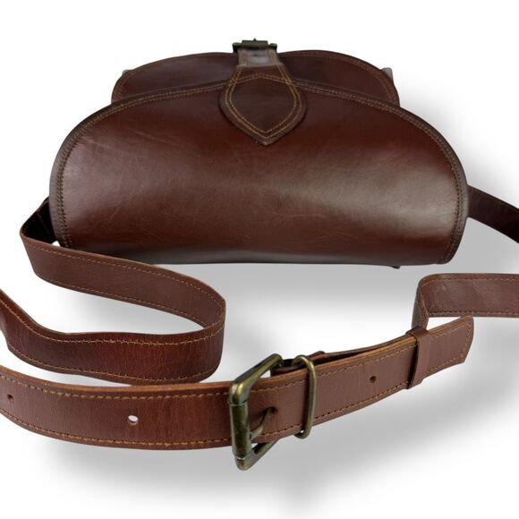 Vintage Distressed Handmade Rugged Rustic Saddle Bag Crossbody Buffalo Leather - Picture 10 of 13